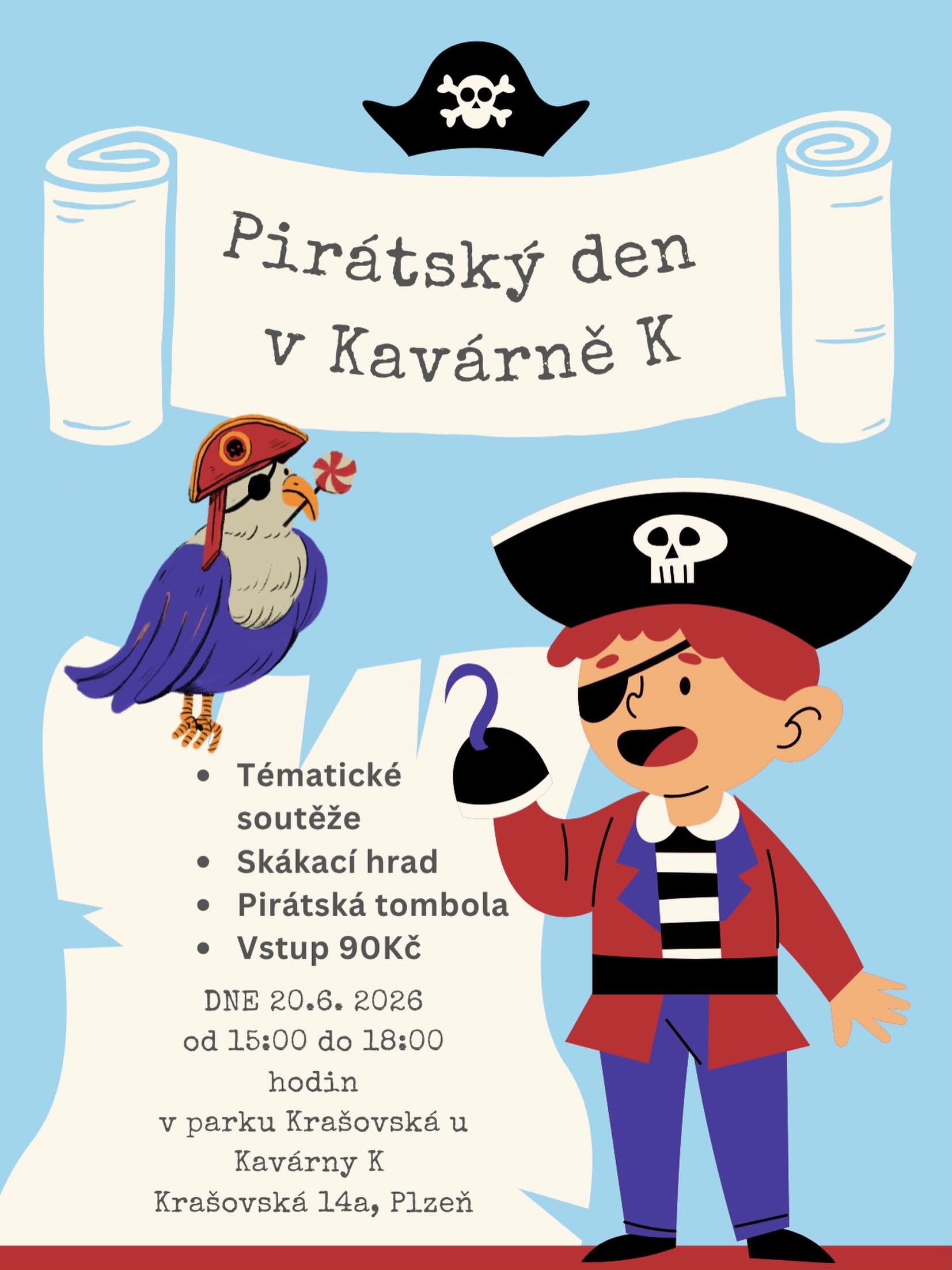 Plakát Pirátský den v Kavárně K
