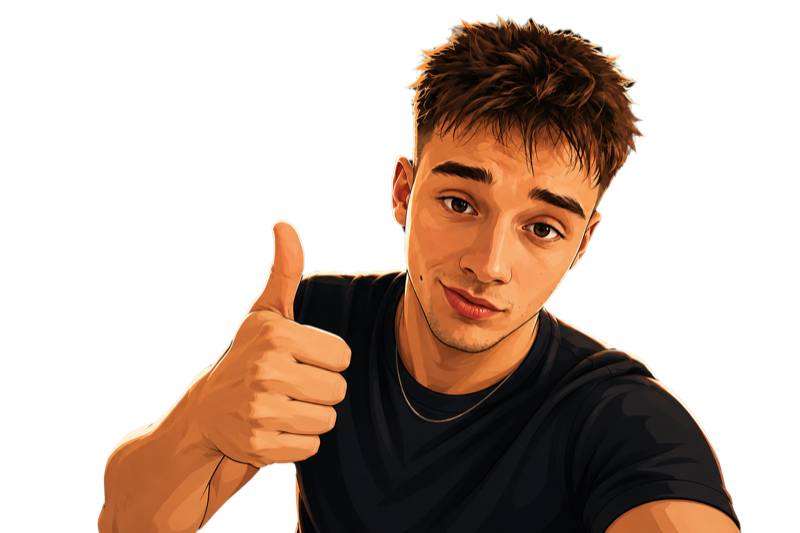Ilustrovaný Jonáš s palcem nahoru