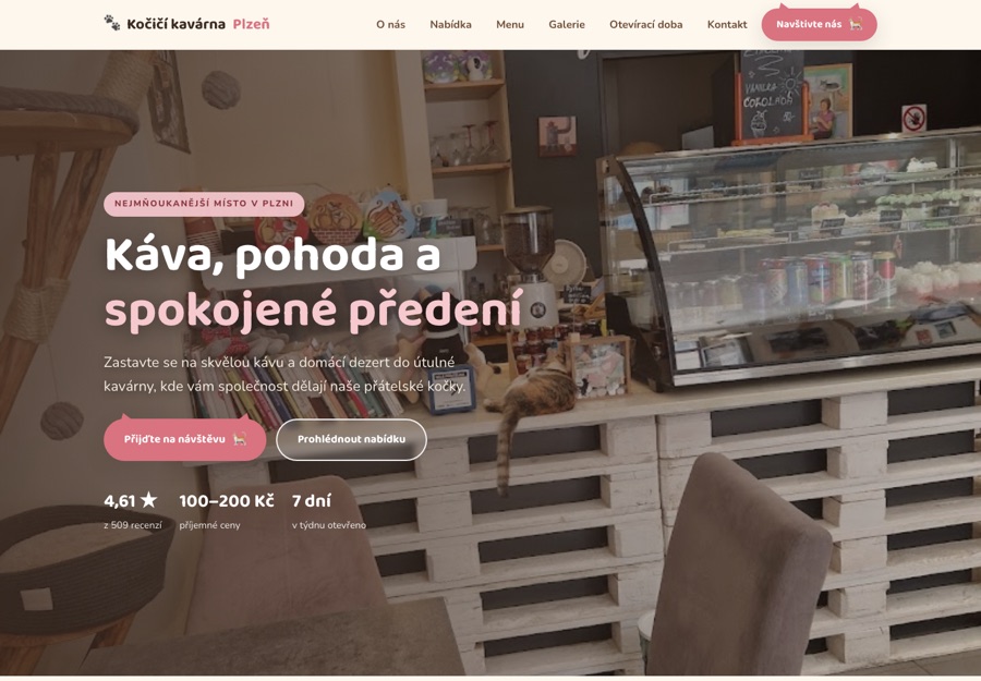 Náhled webu Kočičí kavárna